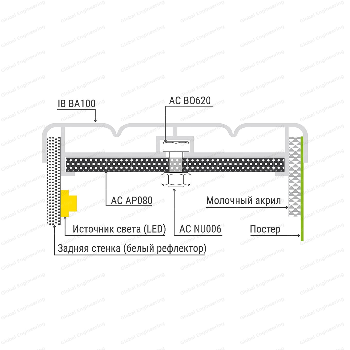 InBox 100 - короба с акрилом и разъемной стороной