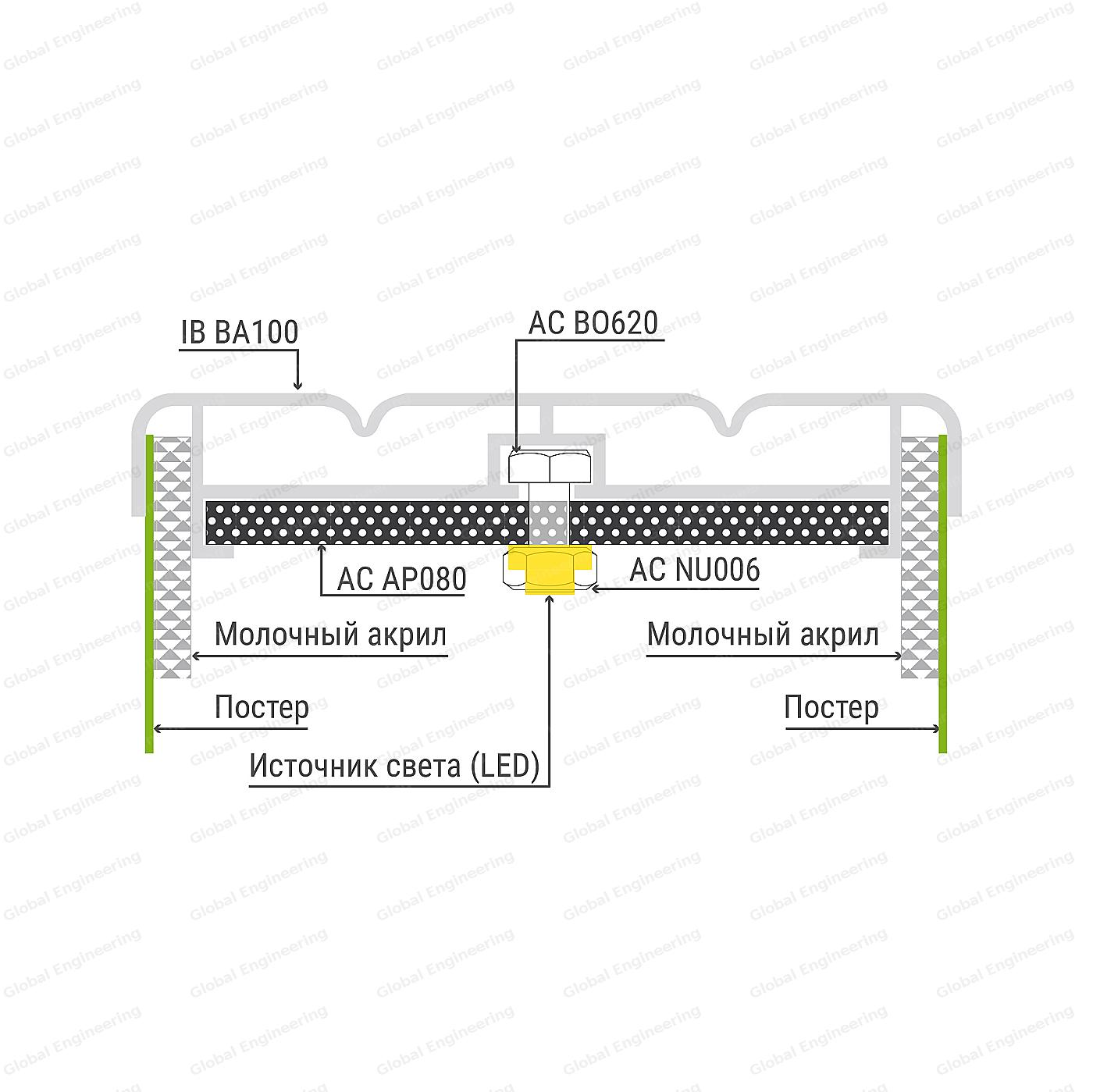 InBox 100 - короба с акрилом и разъемной стороной