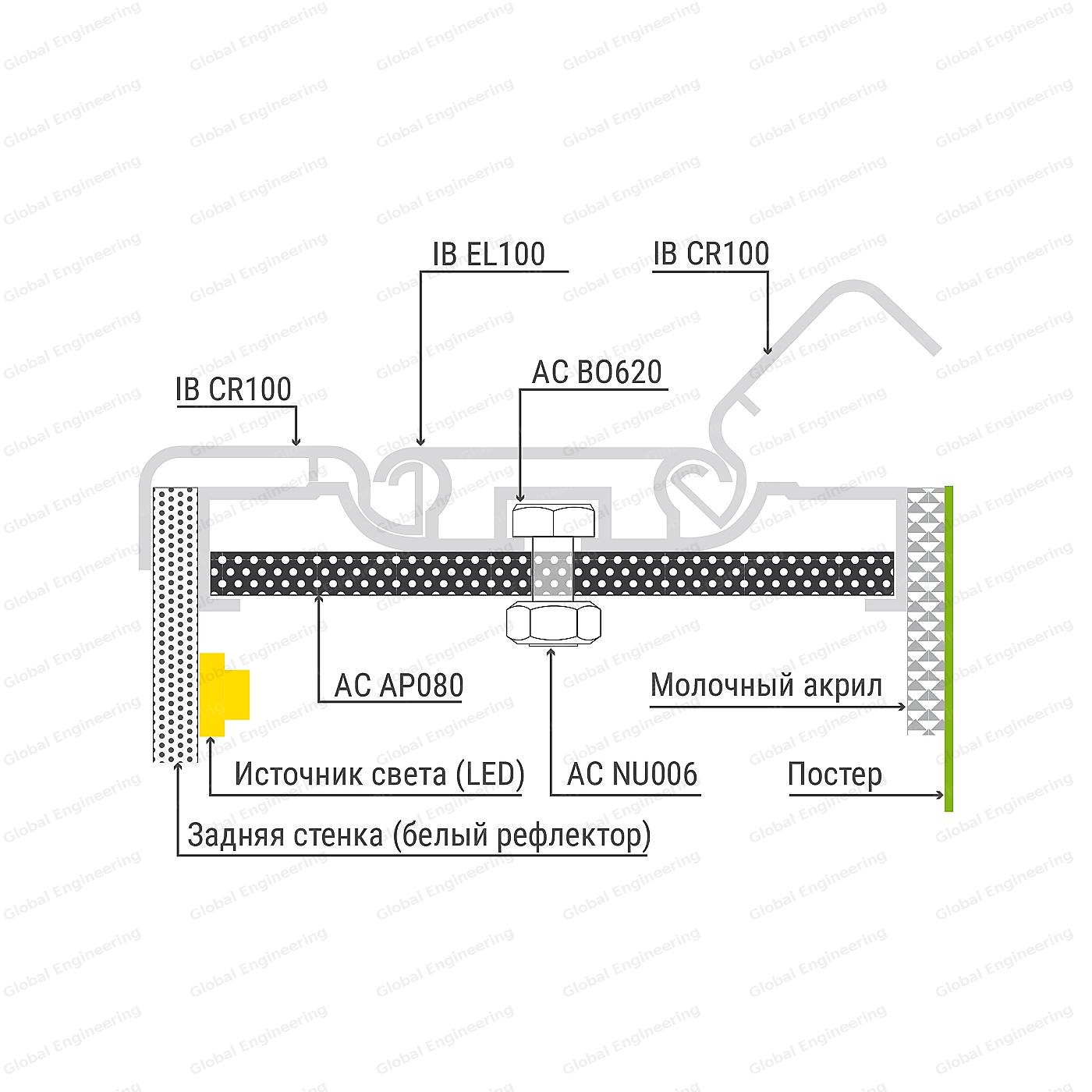 InBox 100 - короба с акрилом и разъемной стороной