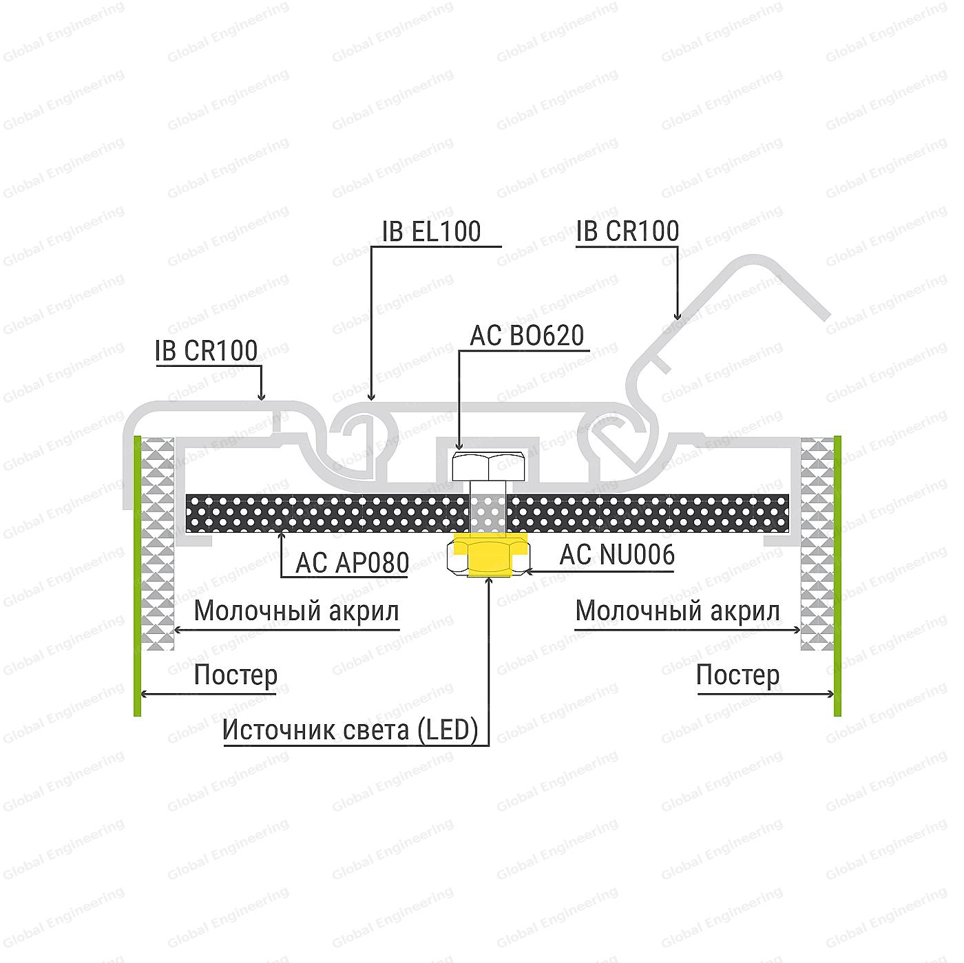 InBox 100 - короба с акрилом и разъемной стороной